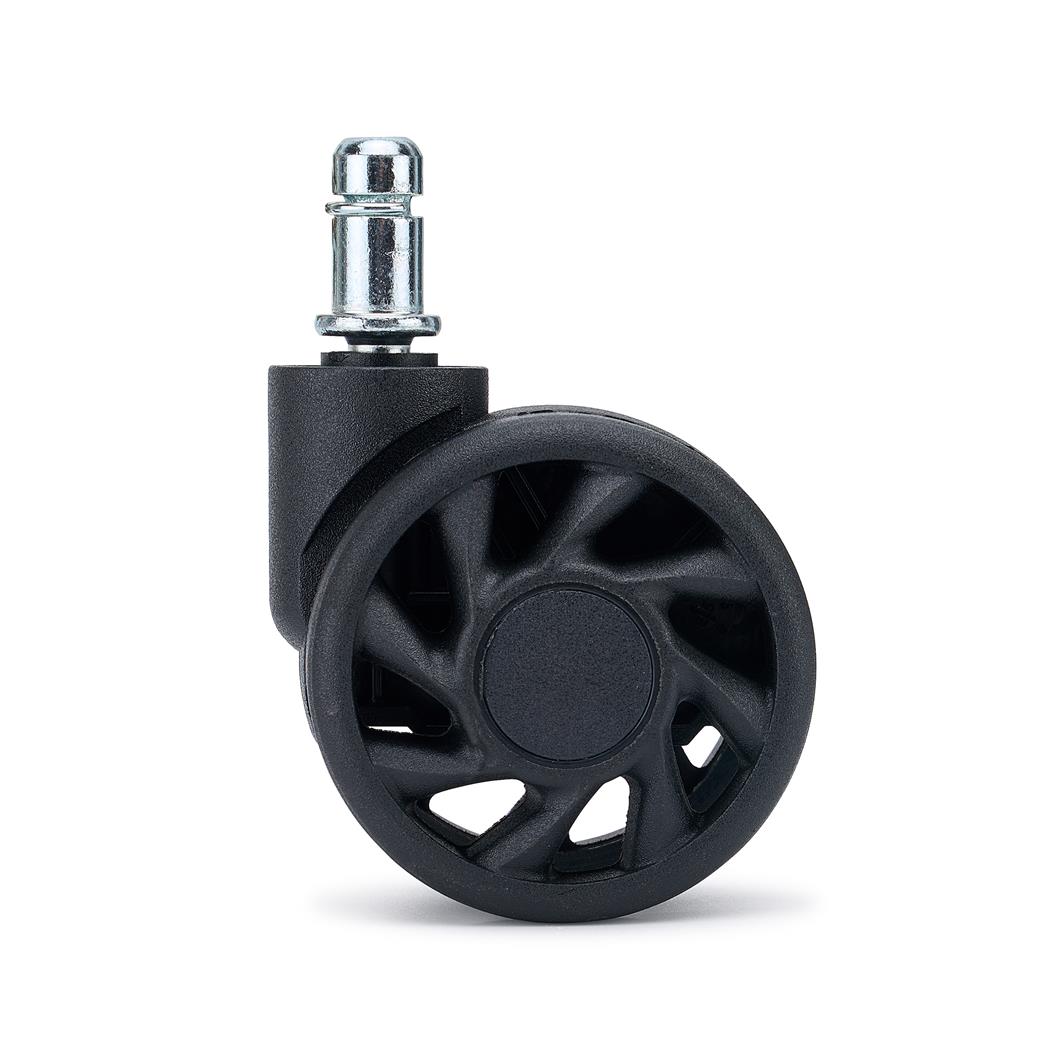 Zestaw 5 szt. Kółka Plastikowe RACE do Wykładzin 11 mm / 50 mm, Ozdobne Szprychy, kolor Czarny