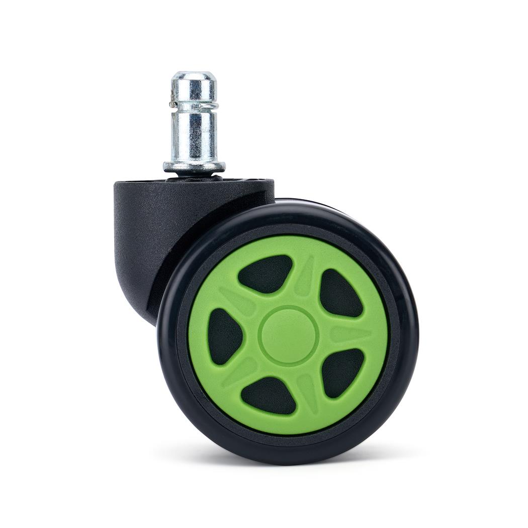 Zestaw 5 szt. Kółka Gamingowe SPEED do Parkietów 11 mm / 50 mm, Kontrastowe Kolory, Czarno-Zielony