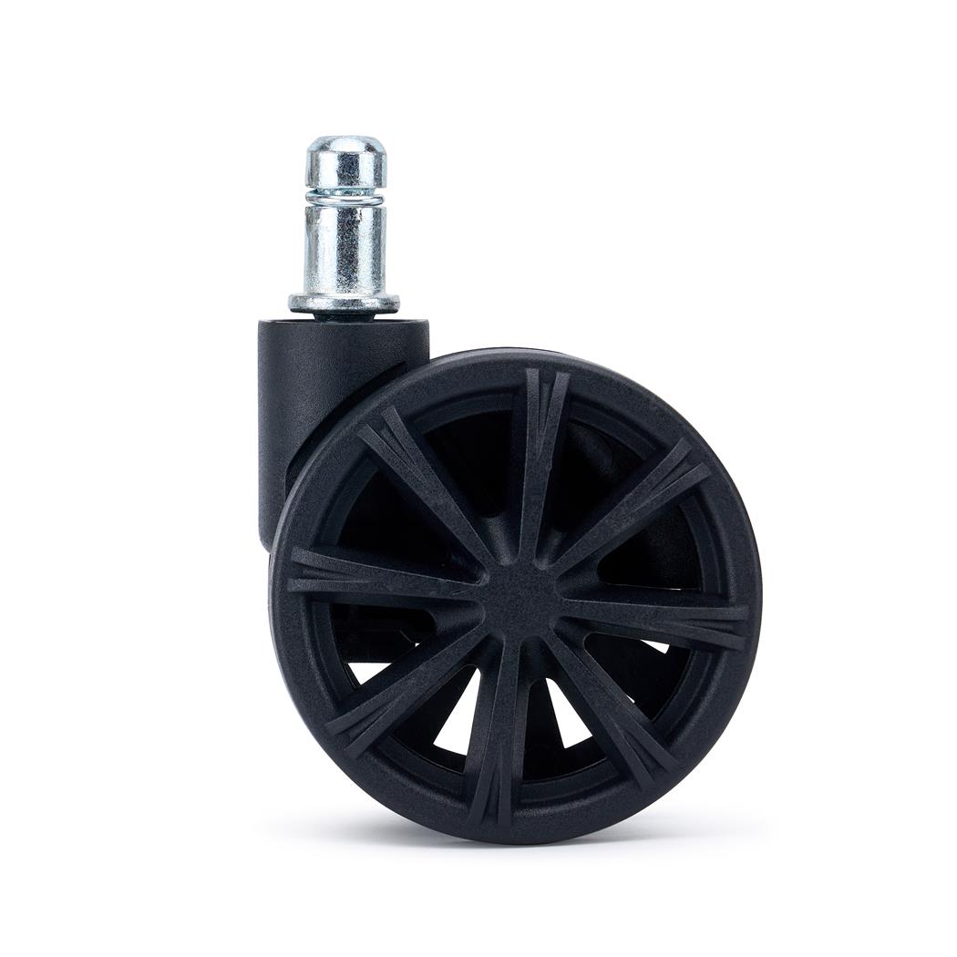 Zestaw 5 szt. Kółka Plastikowe SPOKE do Wykładzin 11 mm / 50 mm, Ozdobne Szprychy, kolor Czarny