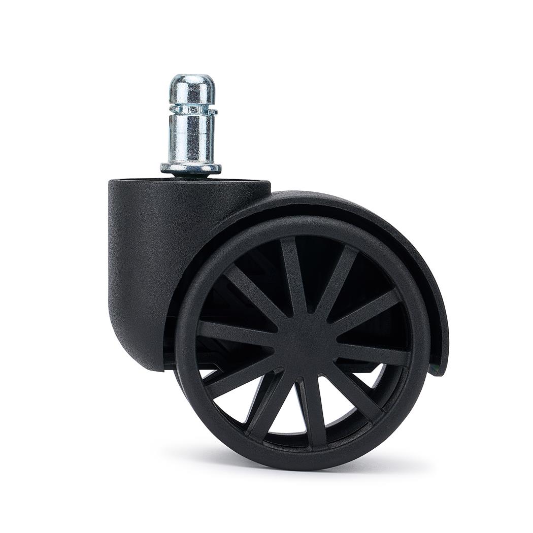 Zestaw 5 szt. Kółka Plastikowe GROOVE do Wykładzin 11 mm / 50 mm, Ozdobne Szprychy, kolor Czarny