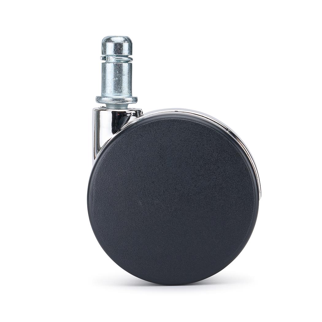 5 szt. Kółka LYRA do Podłóg Twardych 11 mm / 60 mm, Klasyczne Kółka do Foteli Biurowych, Czarno-Srebrne