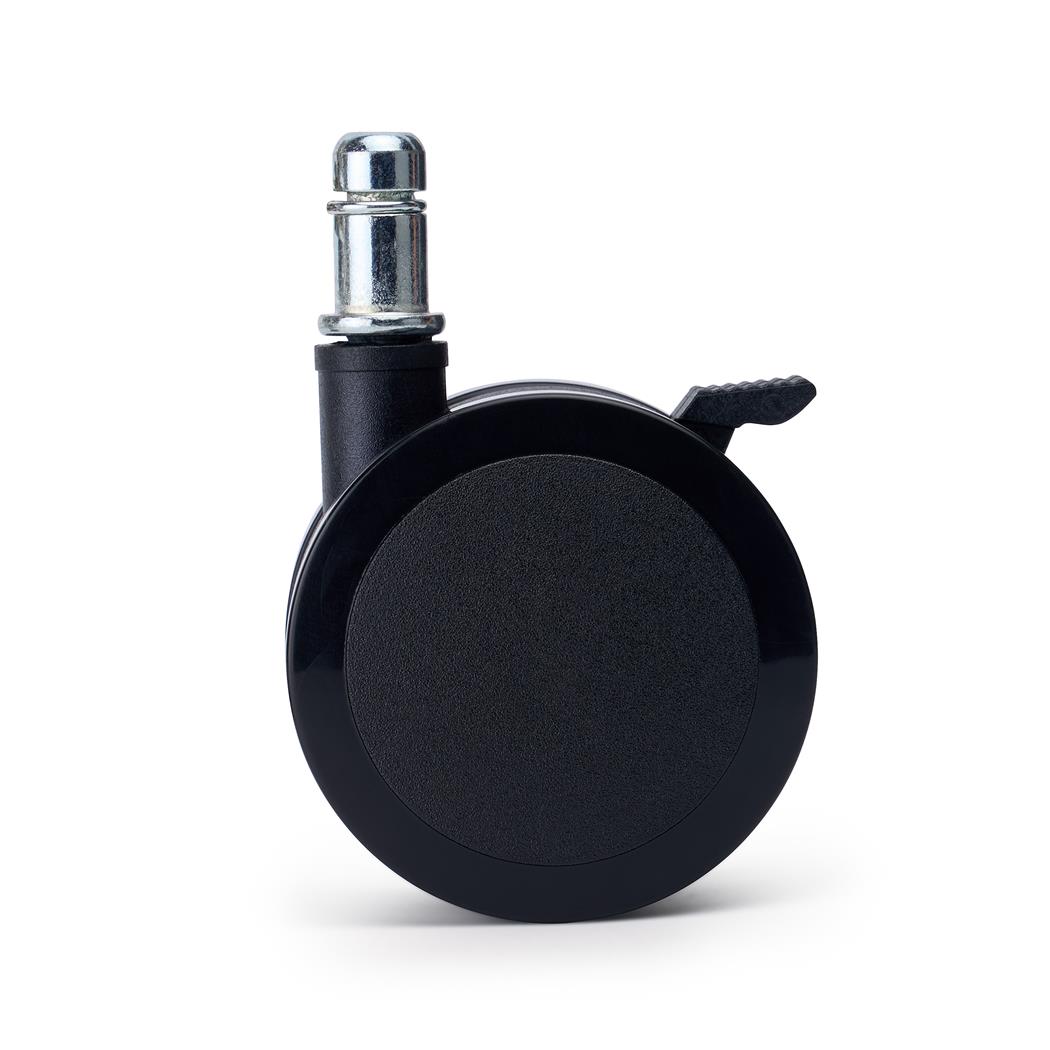 5 szt. Kółka z Hamulcem BRAKE do Podłóg Twardych 11 mm / 50 mm, Uniwersalne Kółka do Foteli Biurowych, Czarne