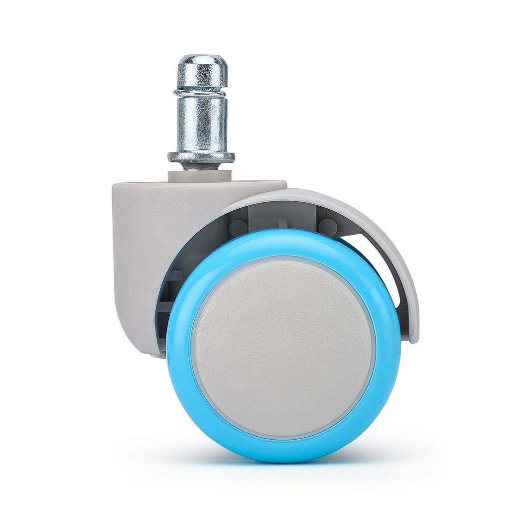 5 szt. Zestaw Kółek ARC do Podłóg Twardych 11 mm / 50 mm, do Krzeseł i Foteli Biurowych, Szaro-Niebieskie