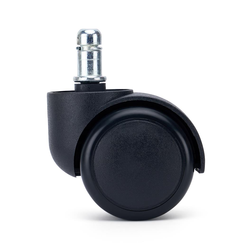 5 szt. Zestaw Kółek Miękkich VELO do Foteli i Krzeseł Biurowych 11 mm / 50 mm, Nie Rysują Parkietów, Czarne
