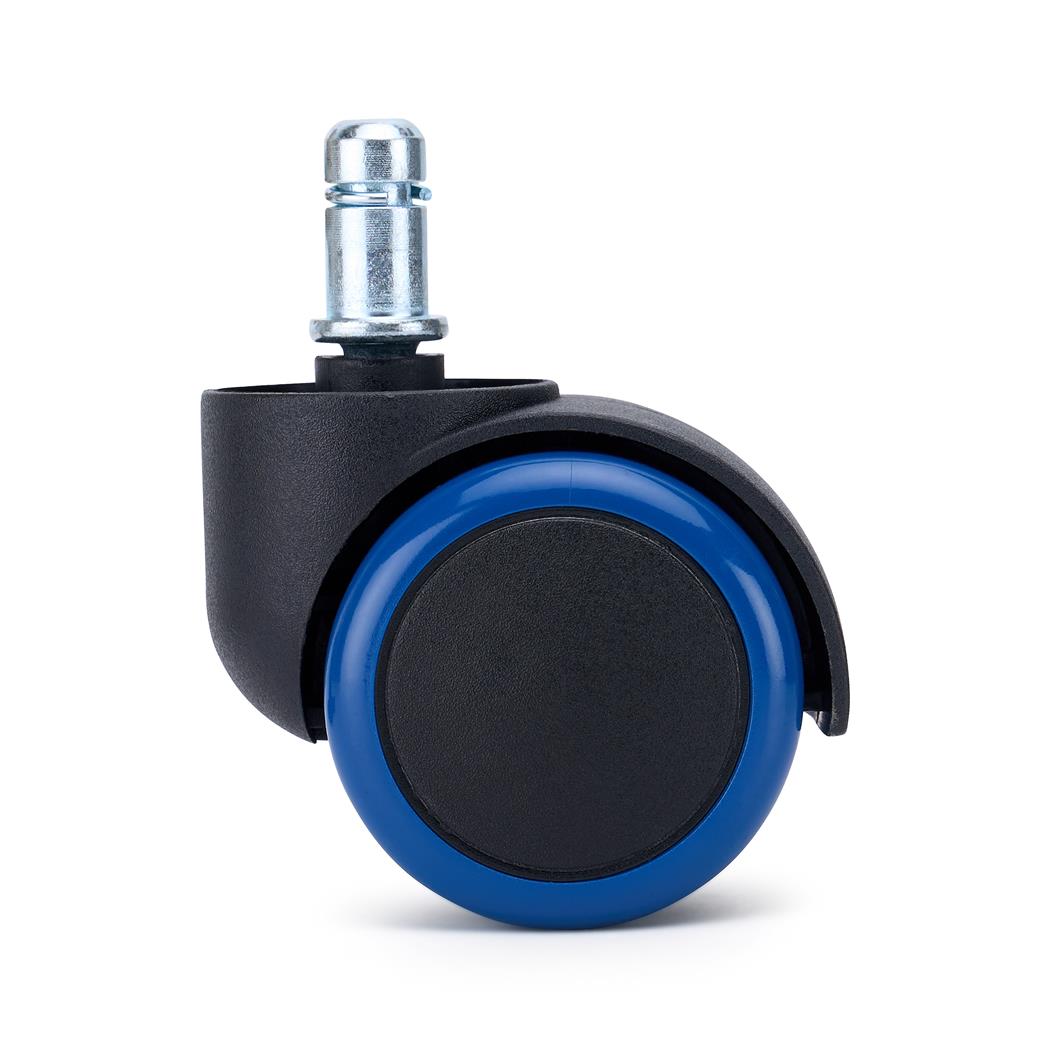 5 szt. Zestaw Kółek Miękkich VELO do Foteli i Krzeseł Biurowych 11 mm / 50 mm, Nie Rysują Parkietów, Niebieskie