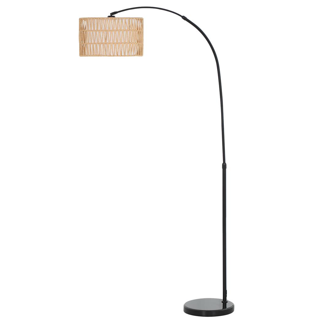 Lampa Biurowa BRILLAX, Stojąca, Klasyczny Design, Pleciony Klosz, Marmurowa Podstawa, kolor Czarno-Brązowy