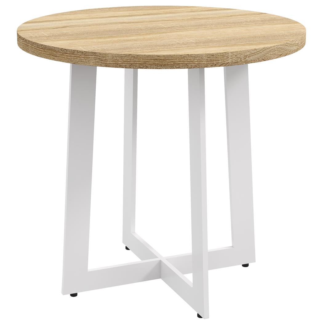 Stół do Spotkań TACXA Okrągły dla 4 Osób, Nowoczesne Wzornictwo, Średnica 80 cm, Melamina, kolor Dąb