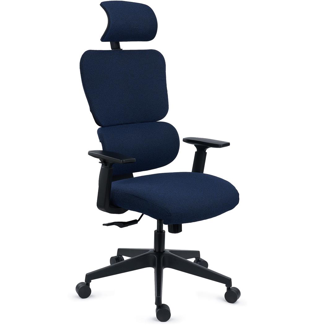 DEMO# Fotel Ergonomiczny TUDOR, Zaawansowany Design, Użytkowanie 8h, Oddychająca Tapicerka, Niebieski