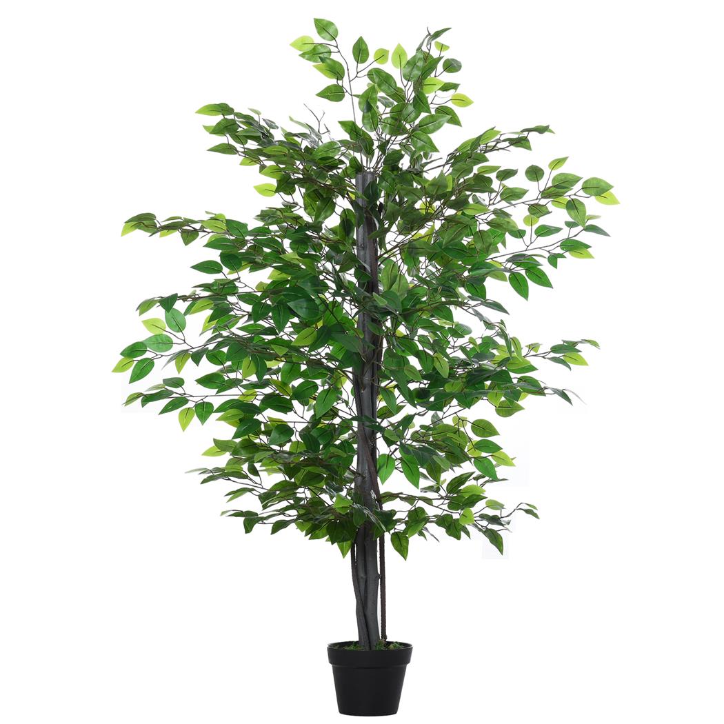 Roślina Biurowa BLOOM, Sztuczny Fikus w Donicy, 756 Realistycznych Liści, 145 cm, kolor Zielony