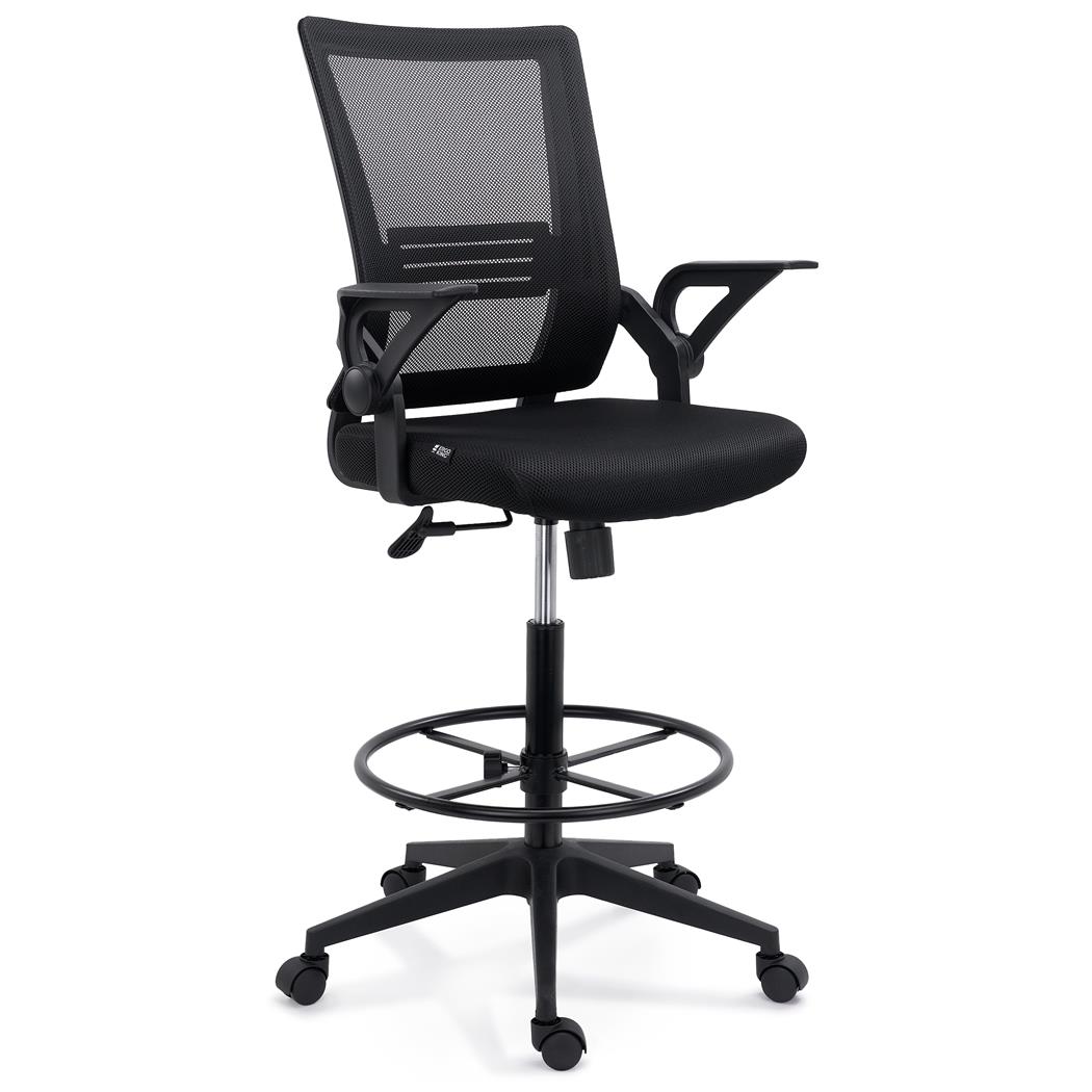 Taboret Roboczy NODUS, Składane Podłokietniki, Mechanizm Bujania, Siatkowe Oparcie, Czarny