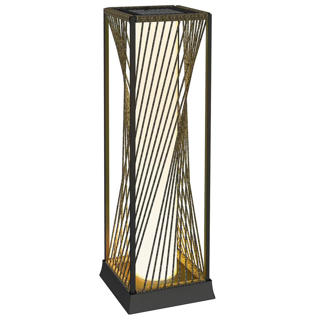 Lampa Solarna do Biura BRIO, Odporna na Warunki Atmosferyczne, Rattanowy Klosz, kolor Czarny