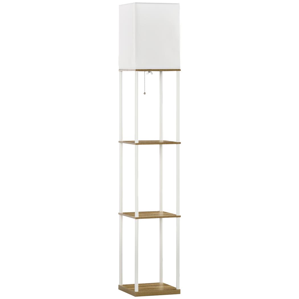 Lampa Podłogowa LUXOR, Do Domu i Biura, 3 Praktyczne Półki, Klosz z Tkaniny kolor Biały