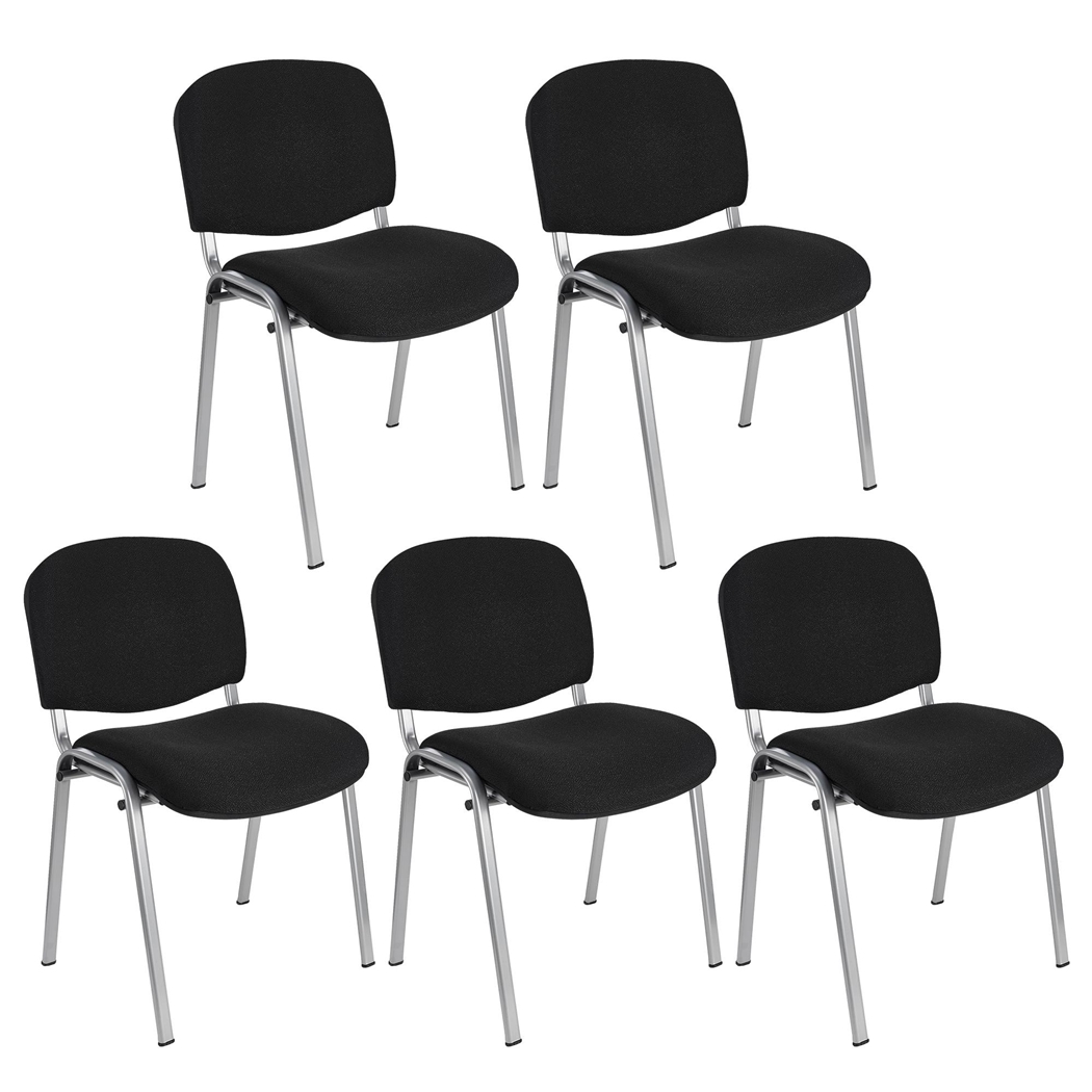 Zestaw 5 szt. Krzesła Konferencyjne MOBY BASE, Bardzo Praktyczne, Super Cena, Kolor Czarny i Szare Nogi