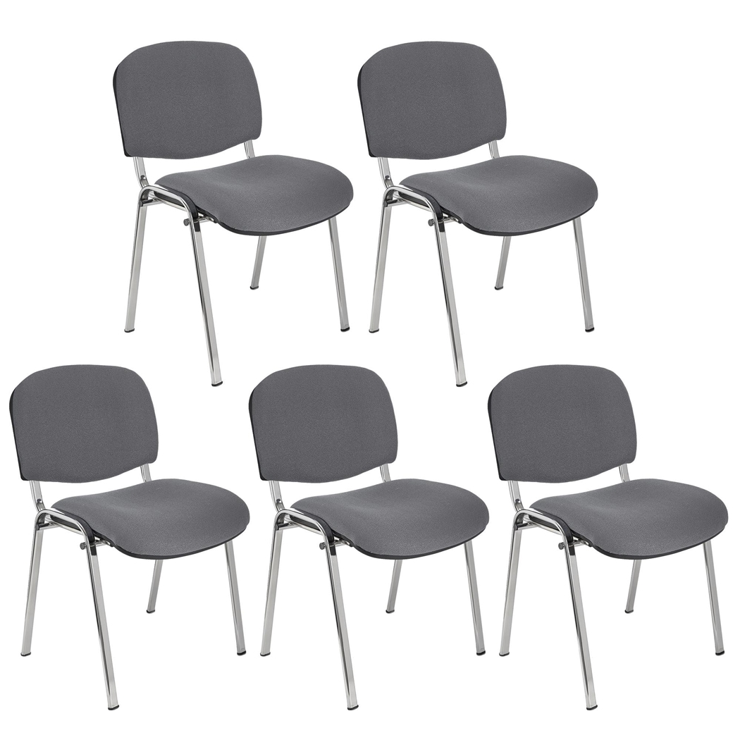 Zestaw 5 szt. Krzesła Konferencyjne MOBY BASE, Bardzo Praktyczne, Super Cena, Kolor Szary i Chromowane Nogi