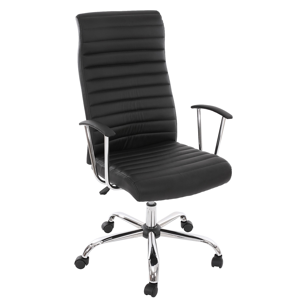 Designerski Fotel ARUCAS, Miękkie wypełnienie, metalowy stelaż, skórzany, czarny