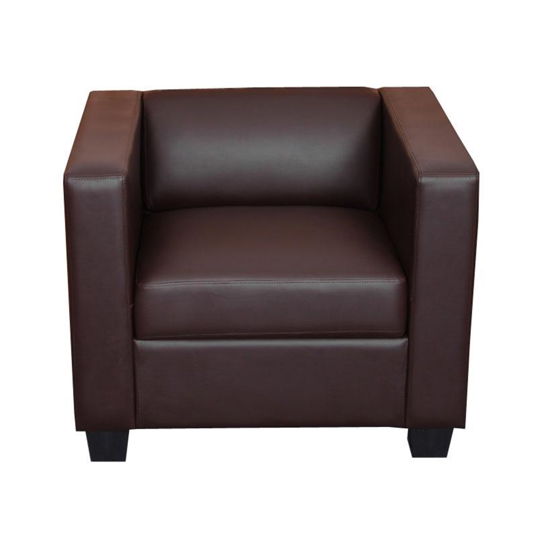 Fotel 1-osobowy BASILIO, Elegancki Design, Duży Komfort, Skóra, Kolor Brązowy