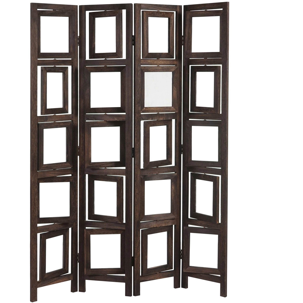 Parawan 4 panele DONAR, 160x125x2 cm, Drewniany Stelaż con z Ramkami na Zdjęcia