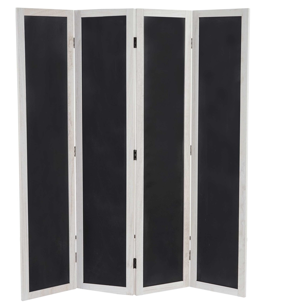 Parawan 4 Panele HILDE, 155x137x2cm, Drewno kolor Biały i Tablica