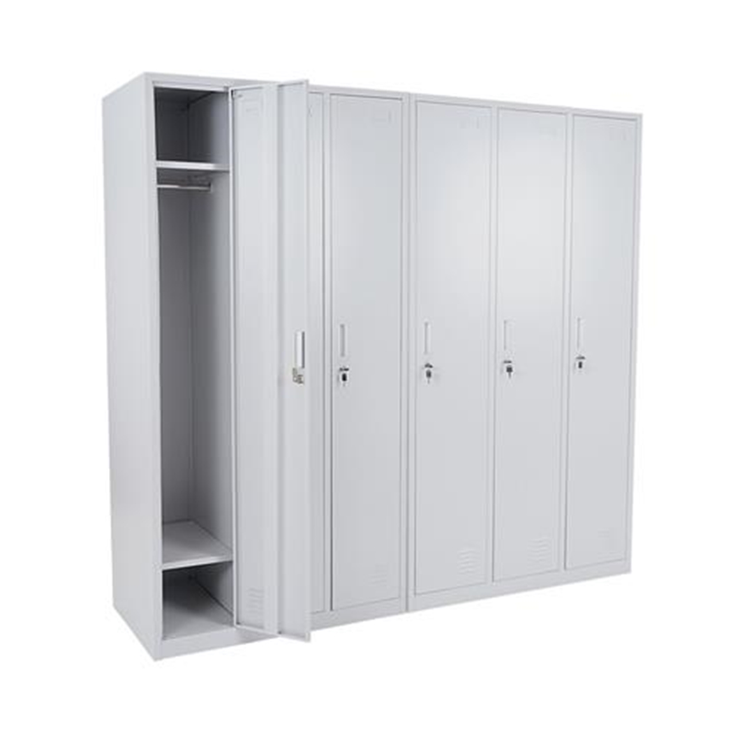 Szafka Metalowa Ubraniowa AGNES, 180x180x50 cm, 6 Drzwi z Zamkiem, Kolor Szary