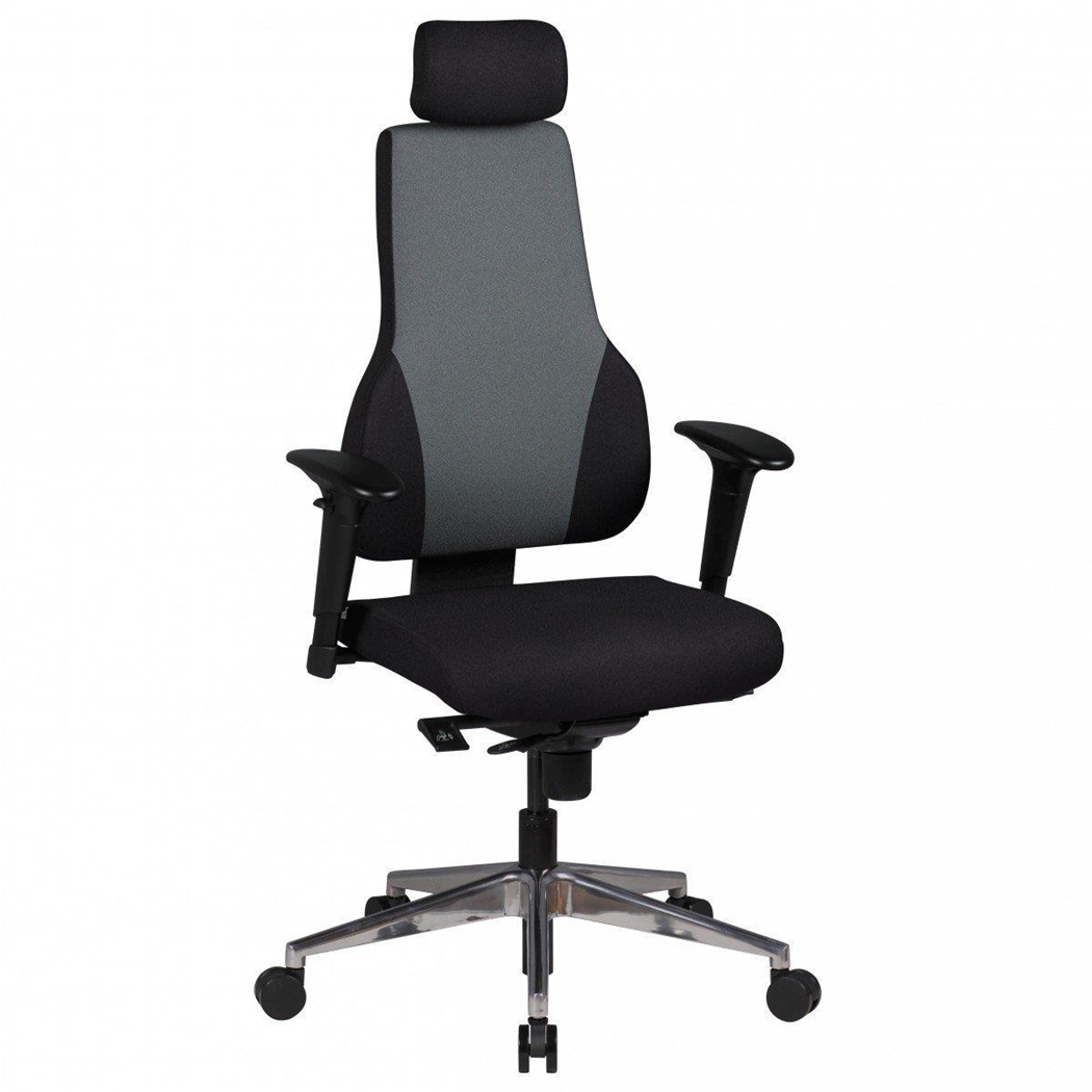 Krzesło Ergonomiczne ULISES PRO, Pełna Regulacja, Gruba Tapicerka, Tkanina, Czarno-Szare