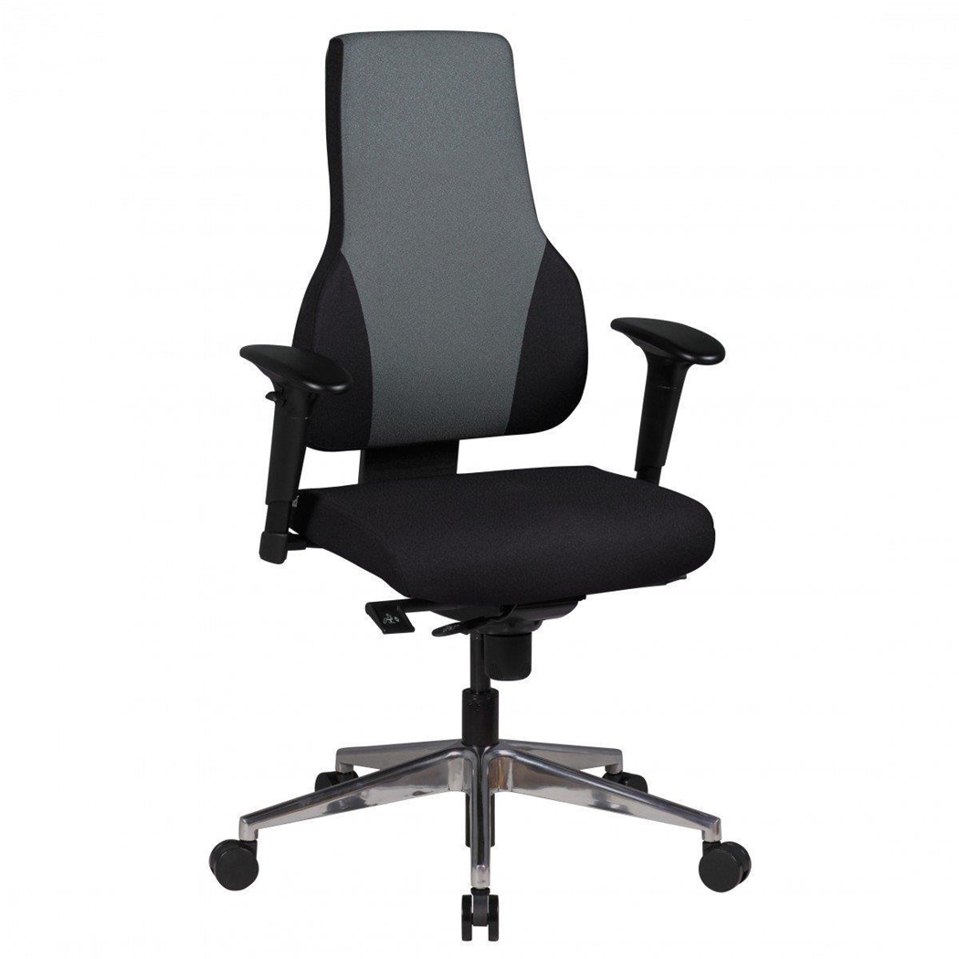 Krzesło Ergonomiczne ULISES, Pełna Regulacja, Gruba Tapicerka, Tkanina, Czarno-Szare