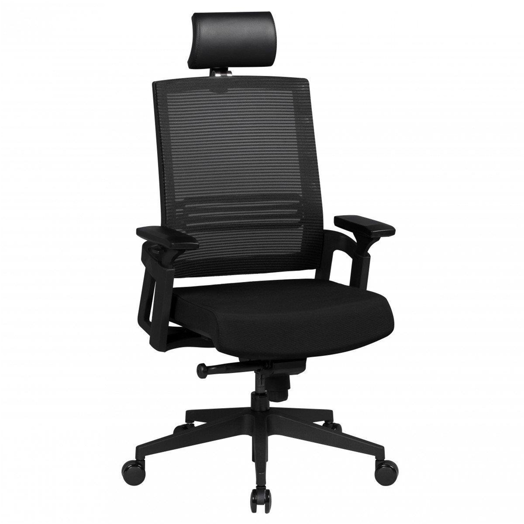 Krzesło Ergonomiczne SIRO PRO, Podparcie Lędźwiowe, Regulowane Podłokietniki, Oddychająca Siatka, kolor Czarny