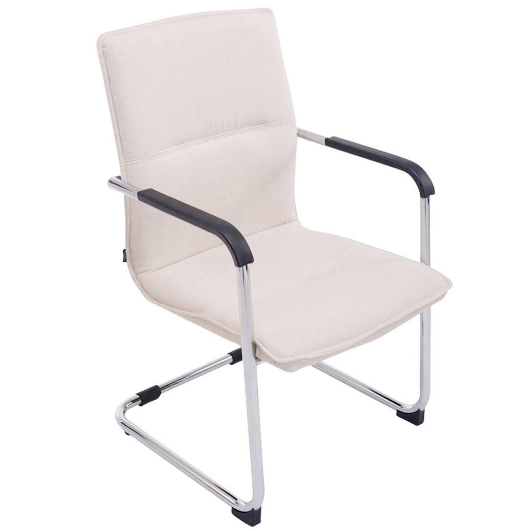 Krzesło Konferencyjne GOLIAT TKANINA, Metalowy Stelaż, Gruba Tapicerka i Elegancki Design, kolor Kremowy