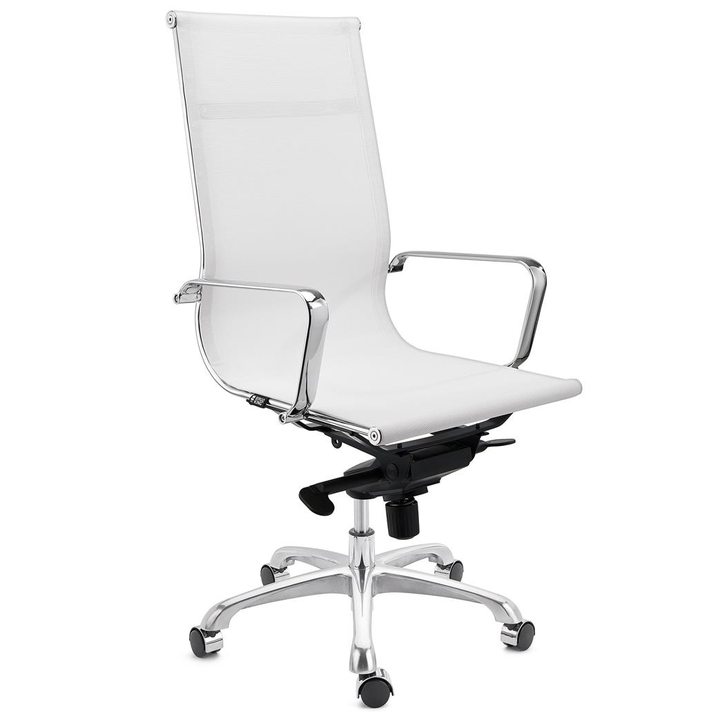 Krzesło Biurowe DOMI, Chromowany Metalowy Stelaż, Elegancki Design, Siatkowe, Białe