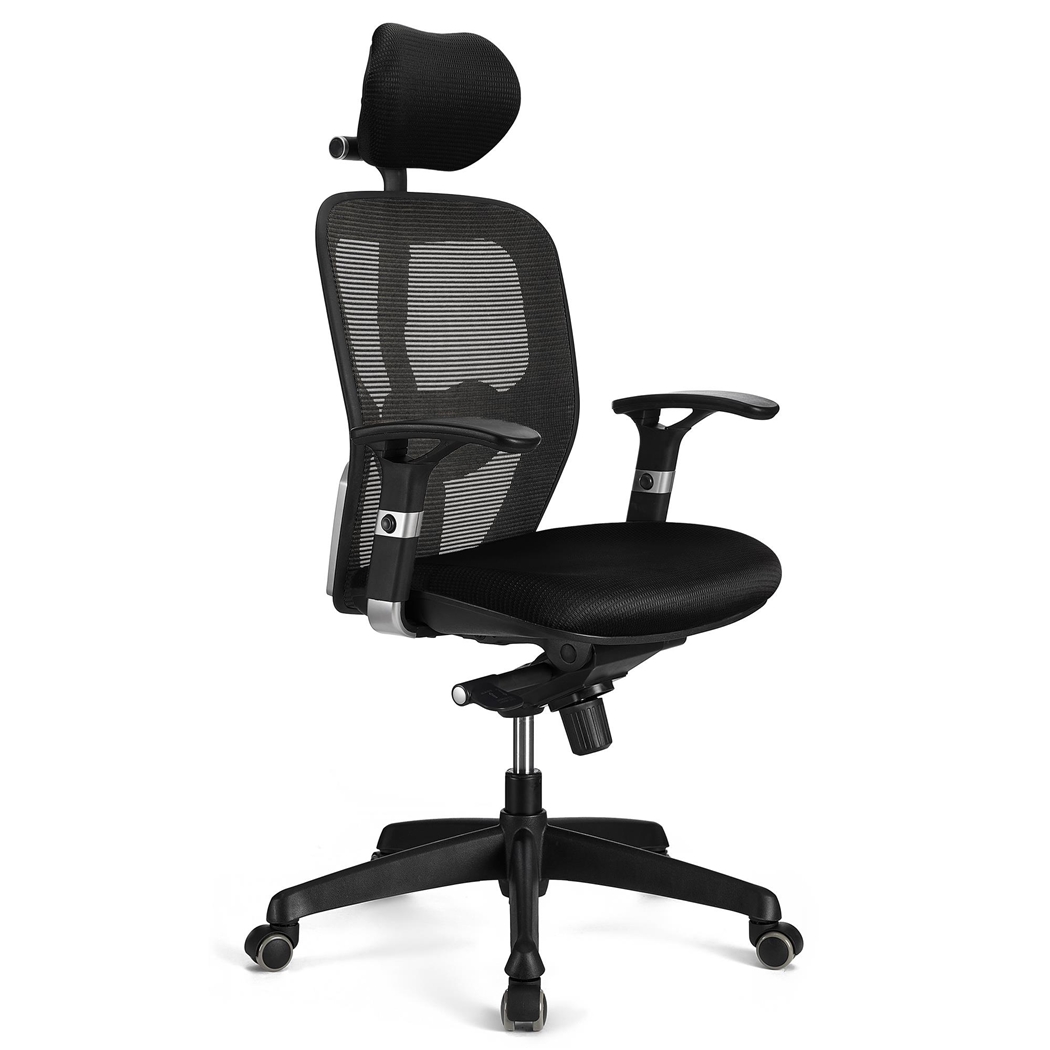 Krzesło Ergonomiczne FELIX PRO, Regulowane Podparcie Lędźwiowe, Do Pracy 8h, Czarne