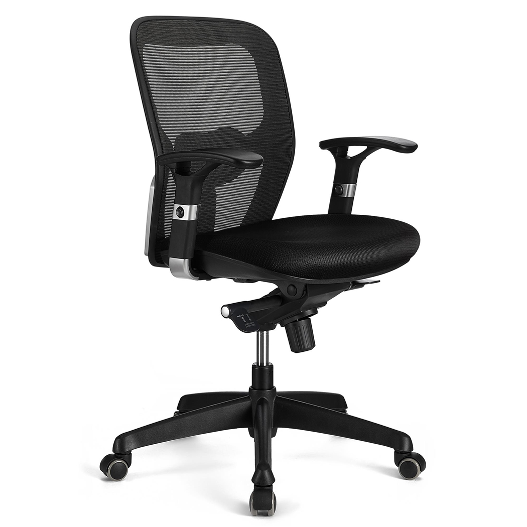 Krzesło Ergonomiczne FELIX, Regulowane Podparcie Lędźwiowe, Do Pracy 8h, Czarne
