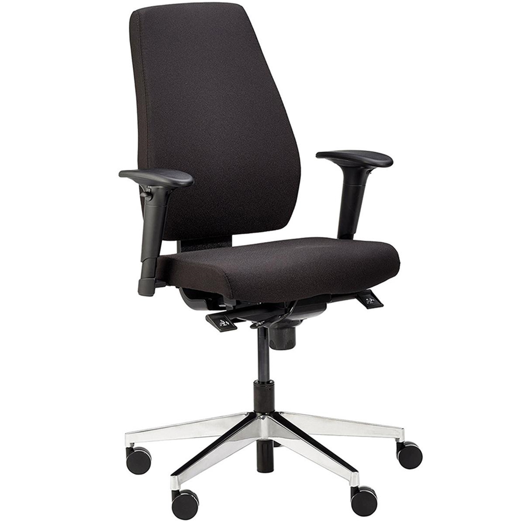 Krzesło Ergonomiczne DIKA, Do Pracy 8 godz., 100% Regulowane, Wytrzymała Tkanina, Czarne