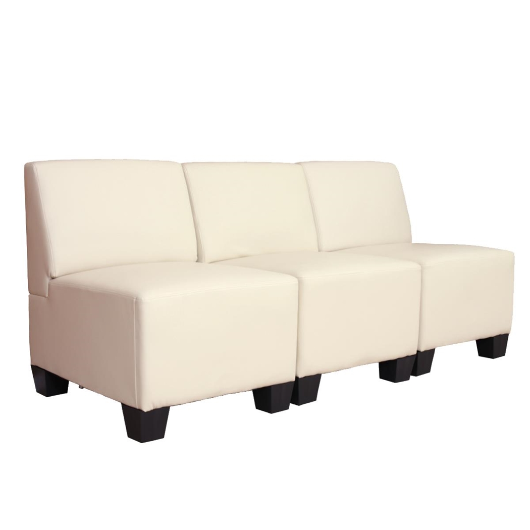 Sofa Modułowa 3-osobowa LONY, Gruba Wyściółka, Bez Podłokietników, Skóra kolor Kremowy