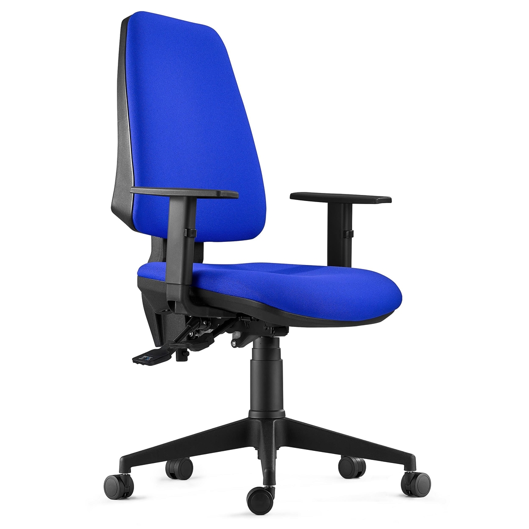 Krzesło Ergonomiczne INDIANA, z Tkaniny, kolor Niebieski, Regulowane Podłokietniki
