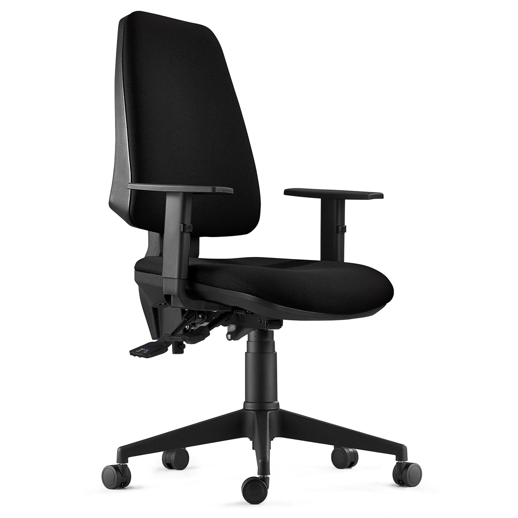 Krzesło Ergonomiczne INDIANA, z Tkaniny, kolor Czarny, Regulowane Podłokietniki