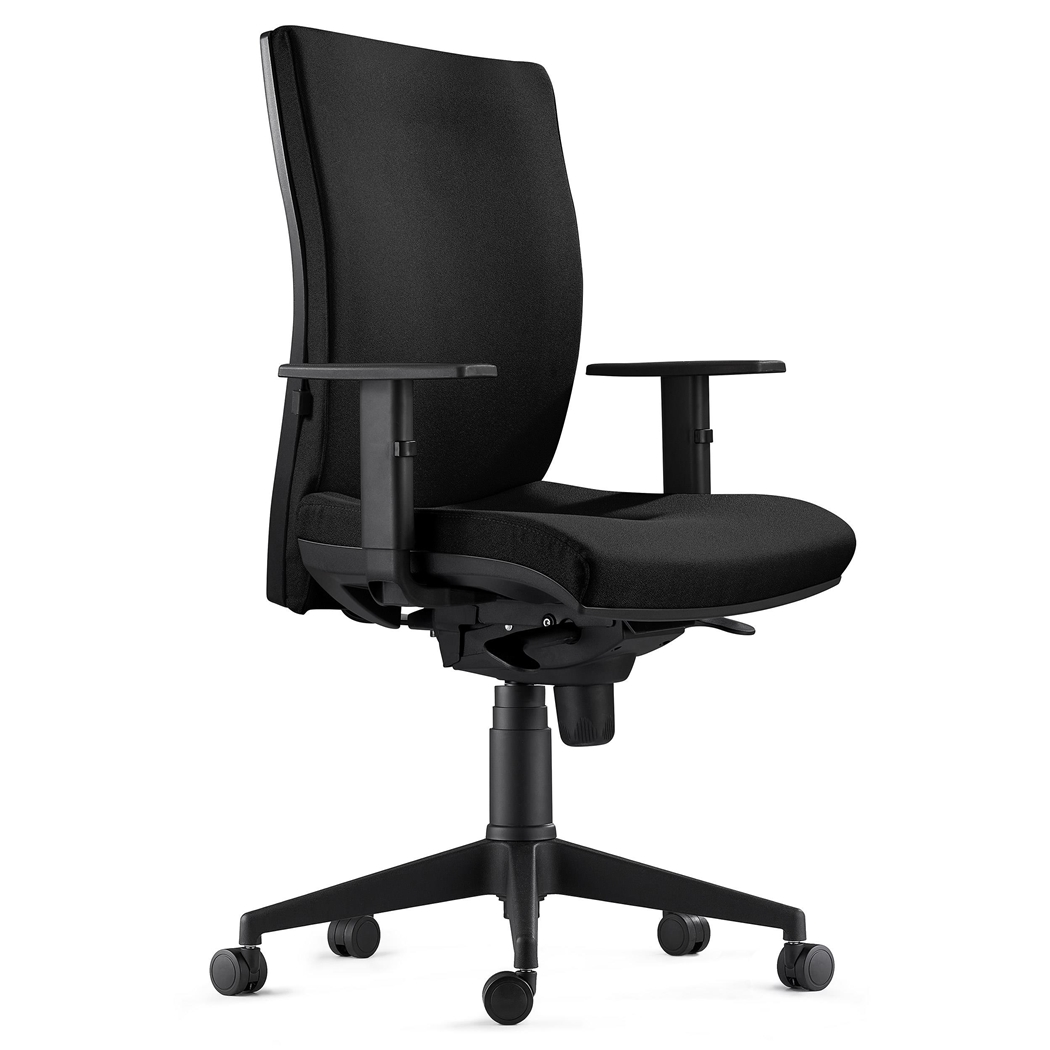 Krzesło Ergonomiczne KEVIN, Czarna Tkanina, z Podparciem Lędźwiowym