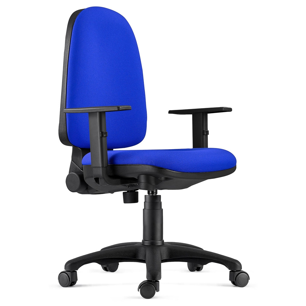 Krzesło Ergonomiczne PAROS, Niebieska Tkanina, z Regulowanymi Podłokietnikami