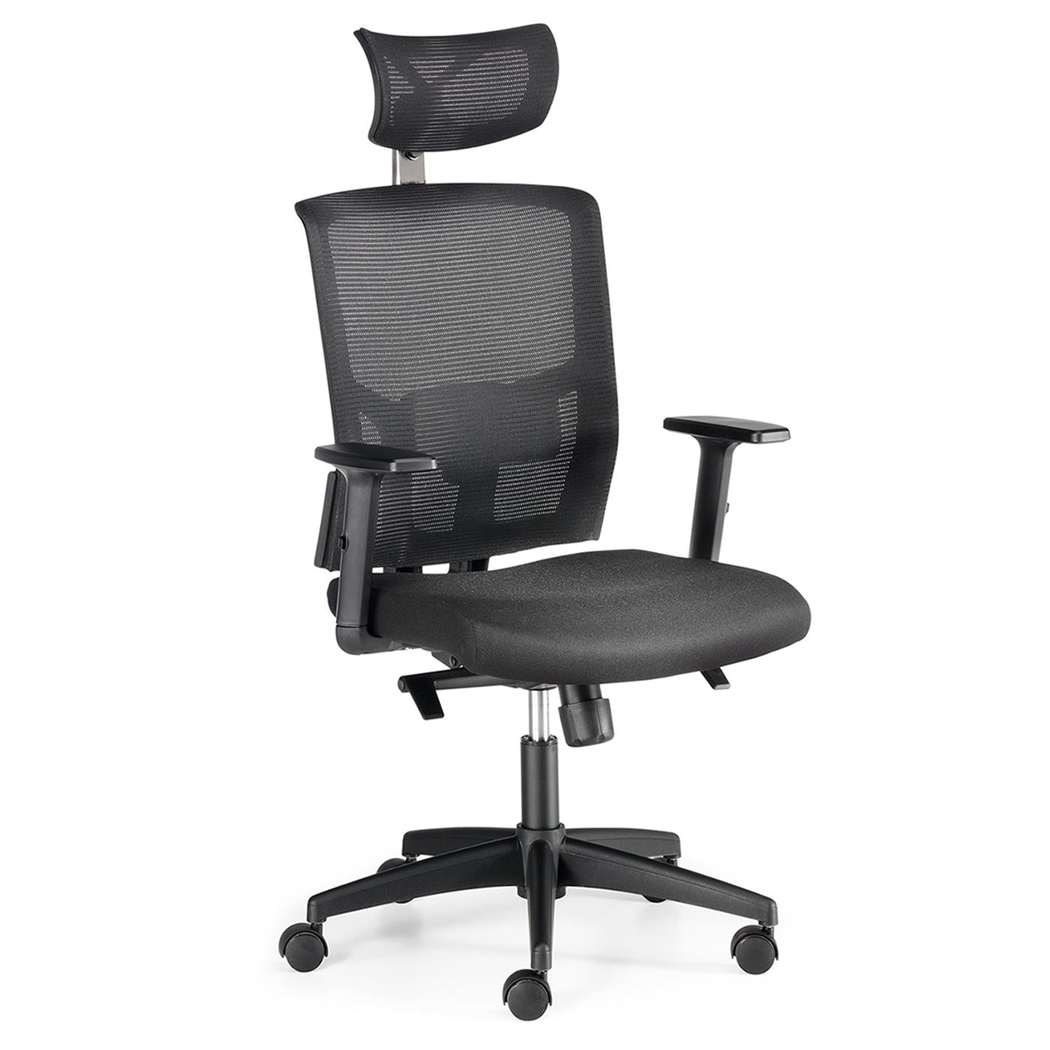 Krzesło Ergonomiczne EYDA, z Zagłówkiem, Podparcie Lędźwiowe, 8 Godzin Pracy, Czarne