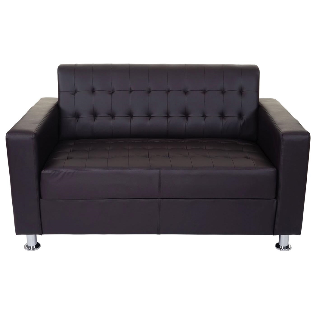 Sofa PRADI 2-osobowa, Pikowana Tapicerka, Skóra, kolor Brązowy