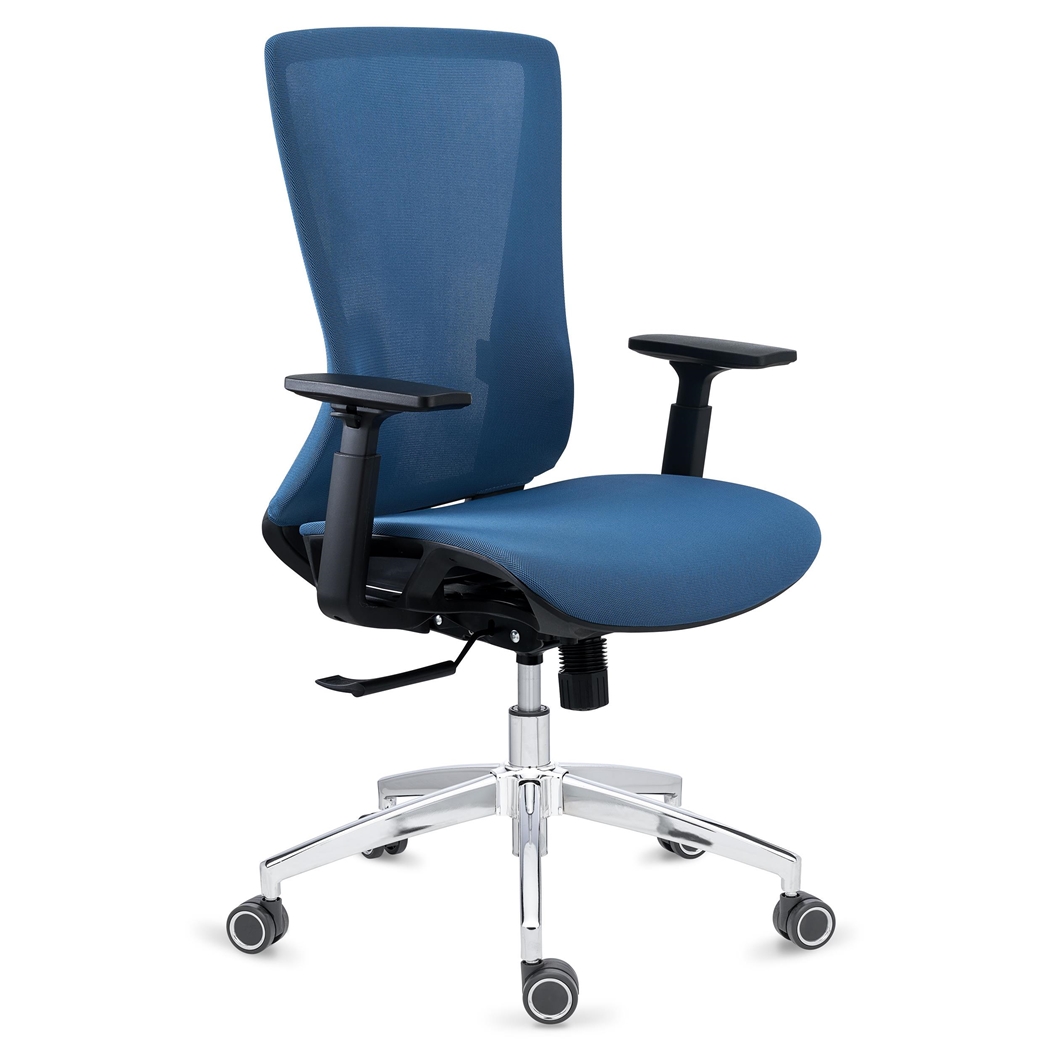 Krzesło Ergonomiczne EVANS, Do Pracy 8h, Super Design i Jakość, Metalowa Podstawa, Niebieskie