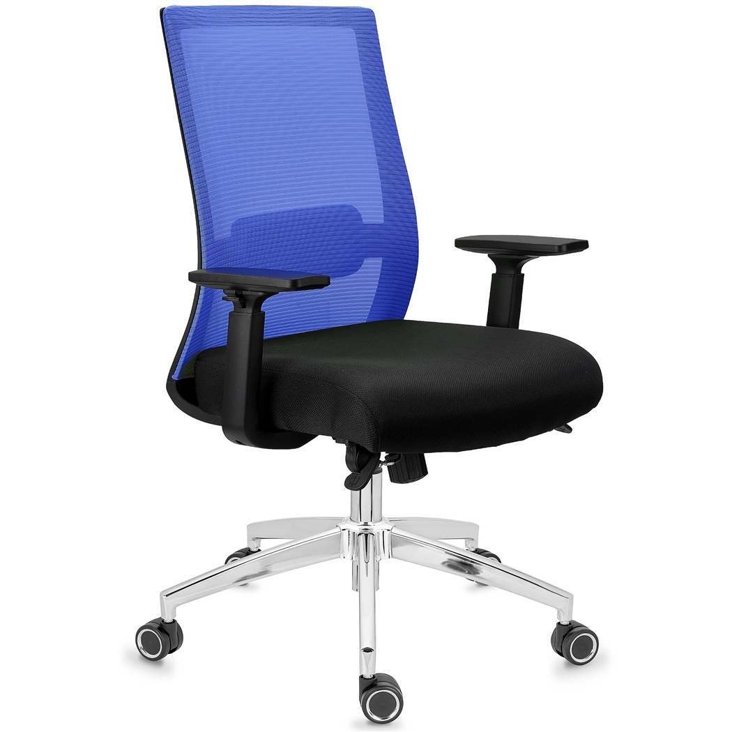 Krzesło Ergonomiczne NIXON, Podparcie Lędźwiowe, Metalowa Podstawa, 8h Pracy, Niebieskie