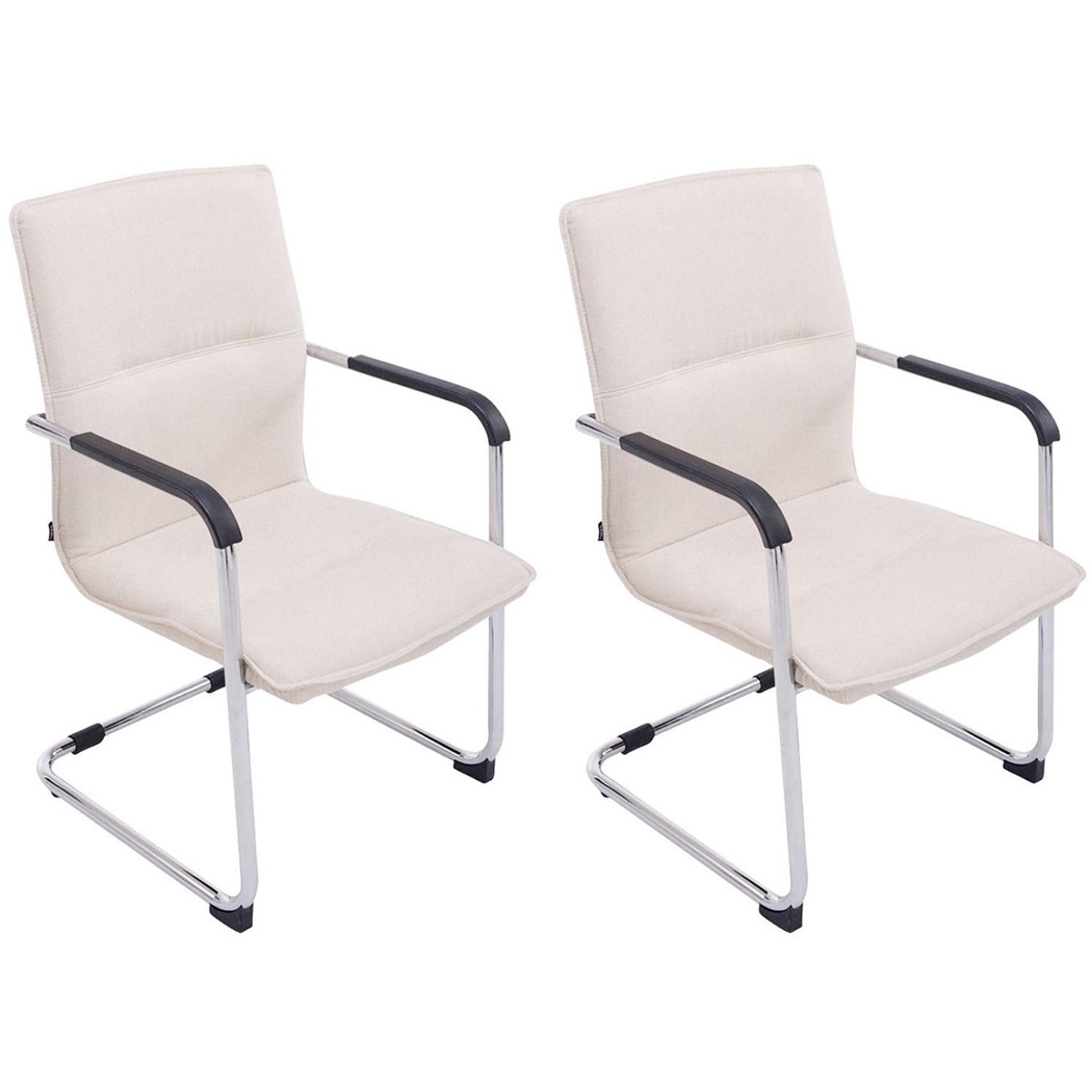 Zestaw 2 szt. Krzesła Konferencyjne GOLIAT TKANINA, Metalowy Stelaż, Gruba Tapicerka i Elegancki Design, kolor Kremowy