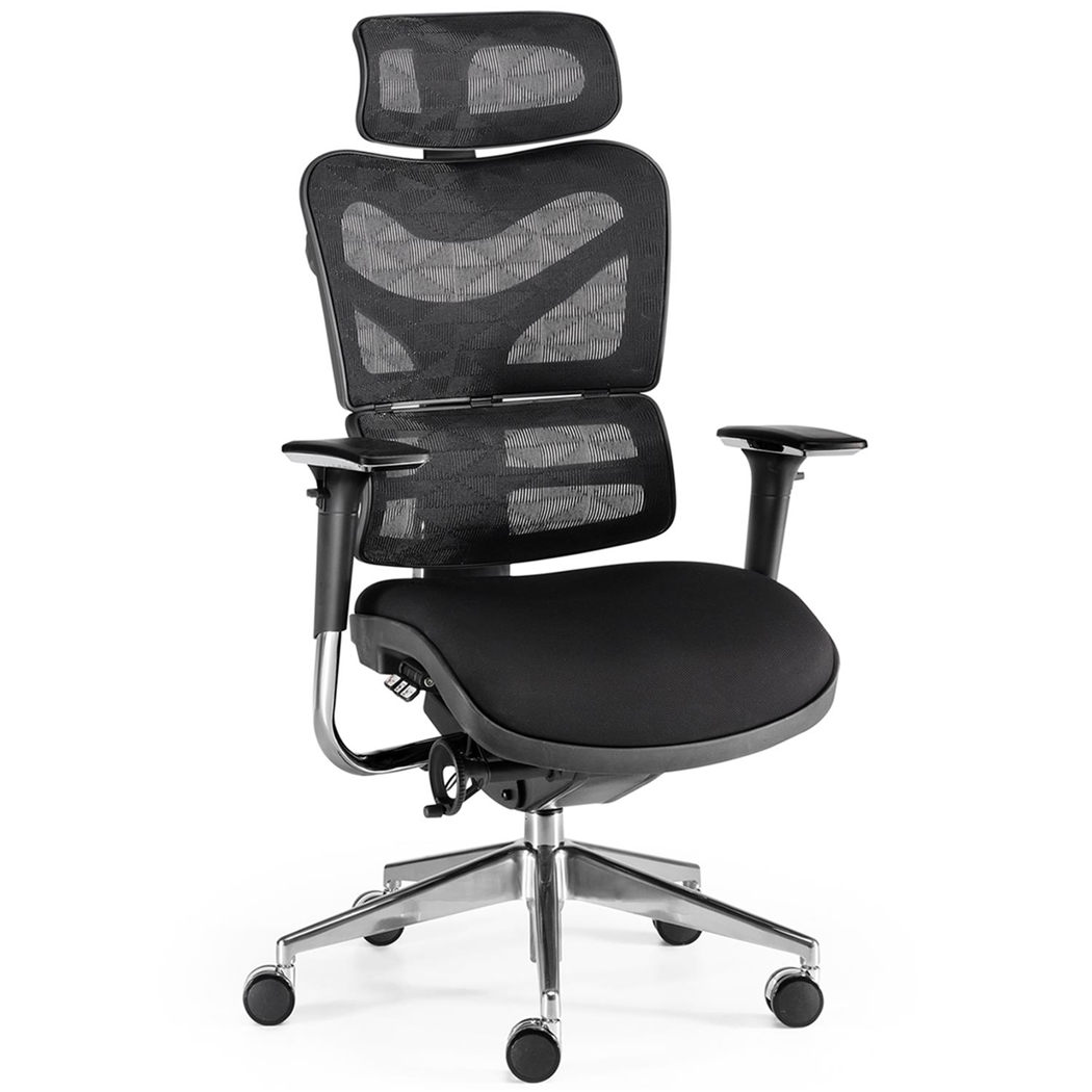 Krzesło Ergonomiczne PROWORK, Pełna Regulacja, Oddychająca Siatka, kolor Czarny
