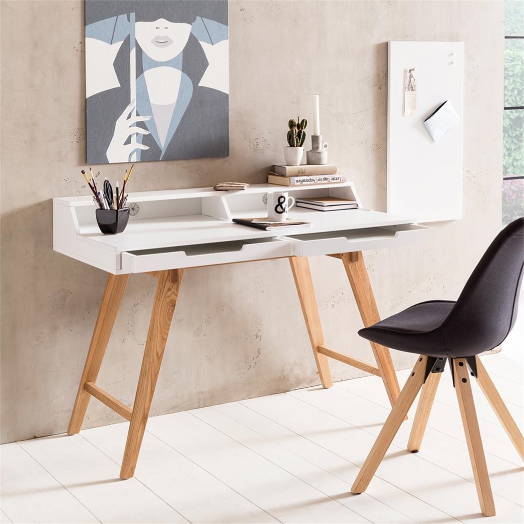 Biurko KATEN, 110x60x85 cm, Skandynawski Design, Drewniany Stelaż, kolor Biały
