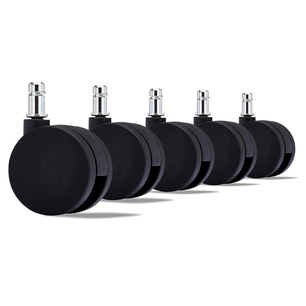 5 szt. Kółka do Krzesła Biurowego 11 x 60 mm, Elegancki Minimalistyczny Design, Wytrzymałe, Czarne