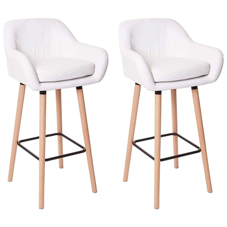 Zestaw 2 szt. Taboret VEGAS, Nowoczesny i Wyrafinowany Design, Gruba Wyściółka, Skóra kolor Biały