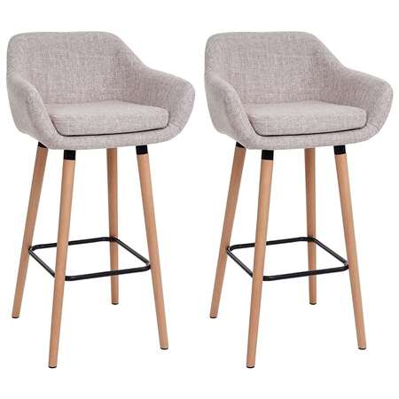 Zestaw 2 szt. Taboret VEGAS TKANINA, Nowoczesny i Wyrafinowany Design, Gruba Wyściółka, kolor Kremowy