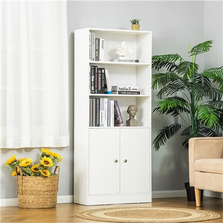 Regał z Szafką CLARA, 70x29,5x167 cm, Nowoczesny Design, kolor Biały