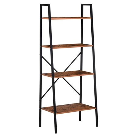 Regał LINDE, 60x35x145 cm, Nowoczesny Design, Metal kolor Czarny, Półki kolor Brązowy
