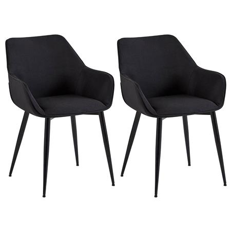 Zestaw 2 szt. Krzesło Konferencyjne MAYA, Elegancki Design, Metalowe Nogi, Tkanina kolor Czarny
