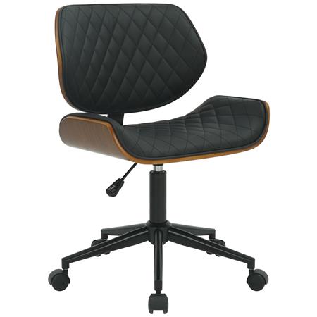 Krzesło Biurowe SAOKO, Elegancki Design, Drewno i Ekoskóra kolor Czarny
